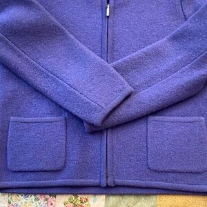 👑 Petite Sophisticate PURPLE BOILED WOOL Cardigan/zip up jacket CLASSIC